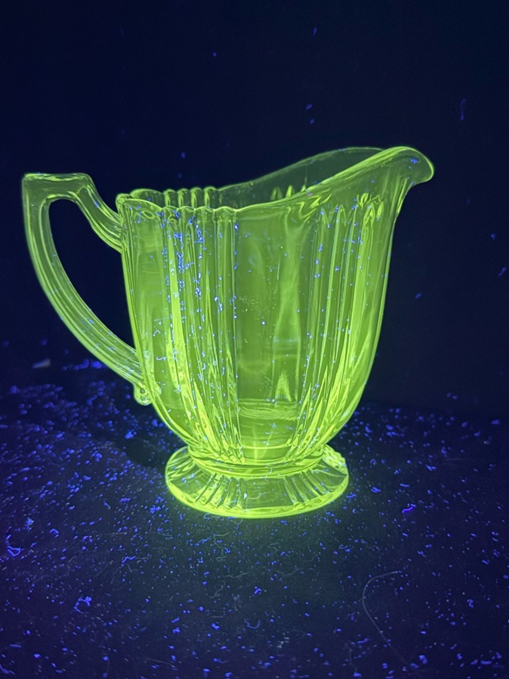 Vintage UV Reactive Fostoria #2510 "Sunray" Small Pitcher 1935-1944